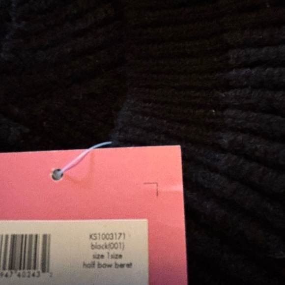 KATE SPADE Set Black Bow Beret Hat Plum Dawn Muffler Scarf NWT - Picture 7 of 7